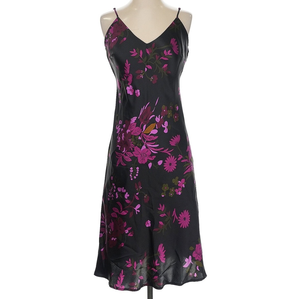 Gold Hawk Silk Bias Midi Dress in Fuchsia Holland Size XS - Picture 2 of 8